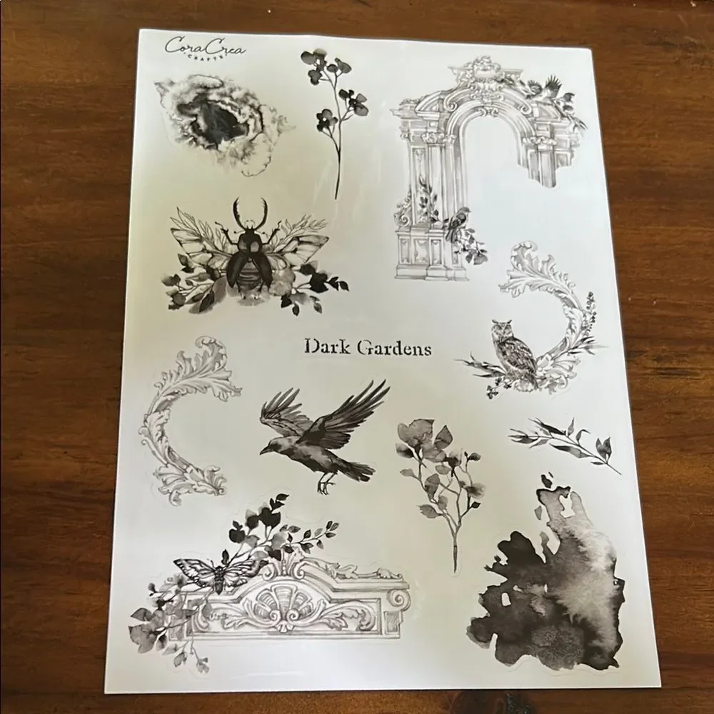 Cora Crea crafts Dark Garden Sticker Set bundle of 3 sheets